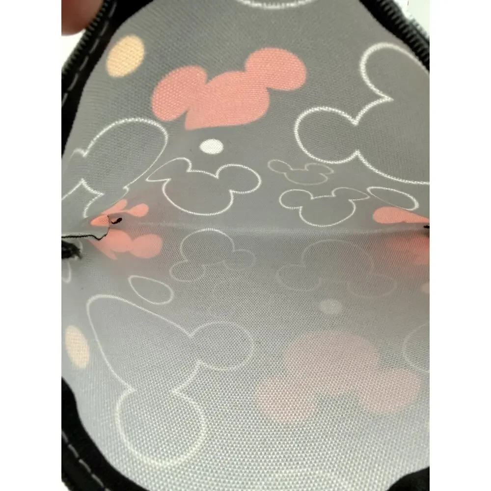 Mickey Mouse Travel Makeup Pouch Nylon Bag Toiletries Storage Zip Black Red